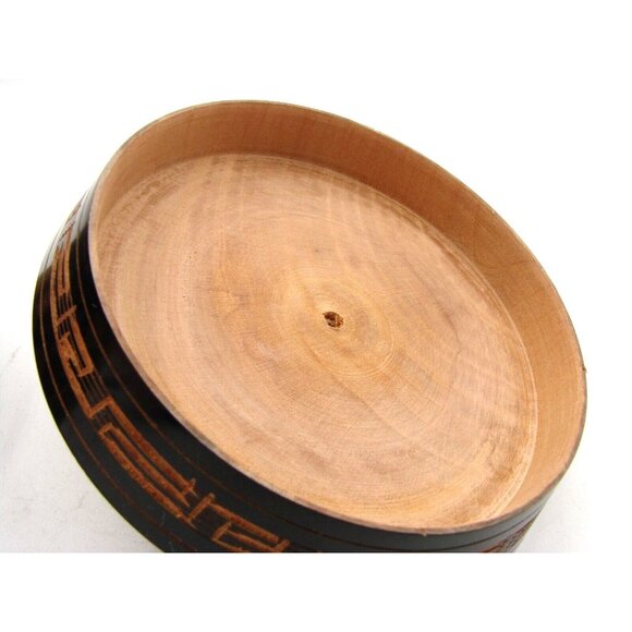 Hand Carved Handmade Wood Trinket Jewelry Box Jar w/ Lid Personalized Donna 5x4" - Picture 8 of 11